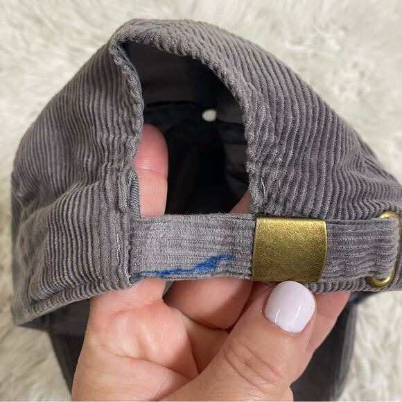 SIMPLY SOUTHERN • Women’s Gray Corduroy Smiley Face Baseball Cap Hat - Picture 6 of 6
